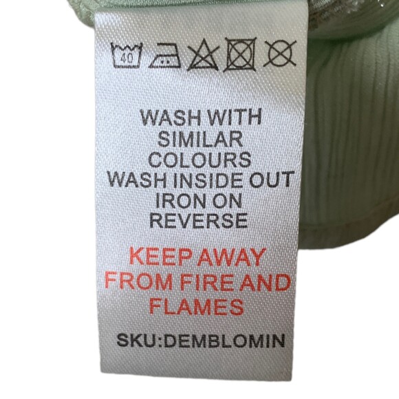 Pretty Lavish Metallic Sage Green Long Sleeve Tie Detail Blouse Women’s Small - Picture 7 of 9